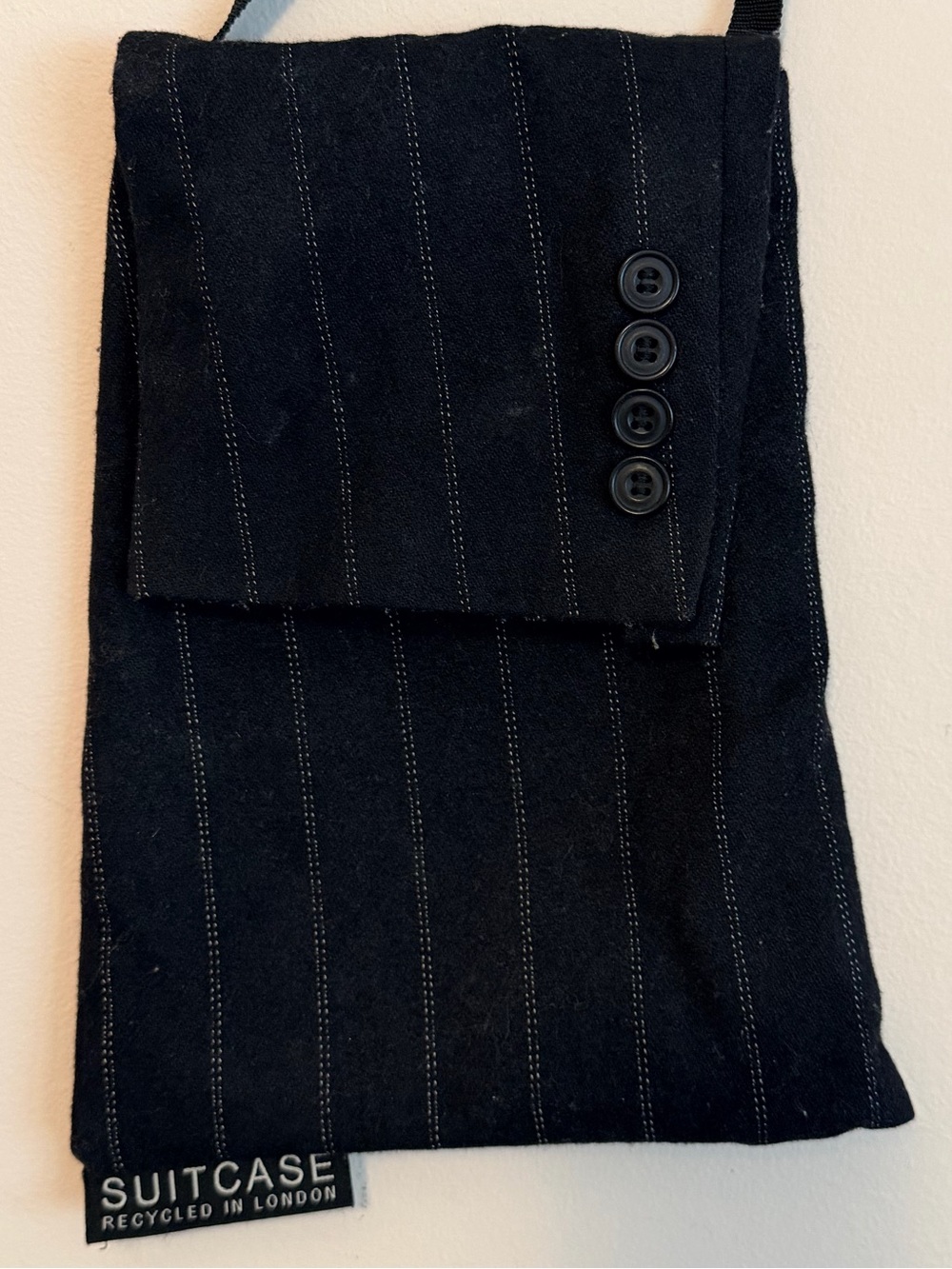SUITCASE London Upcycled Pinstripe Crossbody Bag | Handmade Wool Suit Pouch